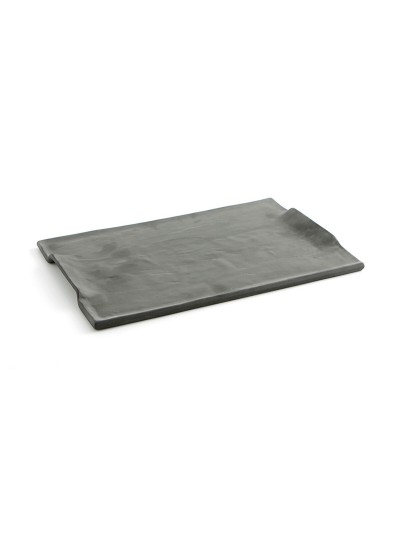 Snack tray Quid Mineral Gres Black Ceramic 35 x 23 cm (6 Units)