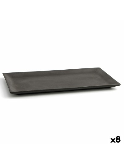 Bandeja de Aperitivos Quid Mineral Gres Negro Cerámica 15 x 30 cm (8 Unidades)