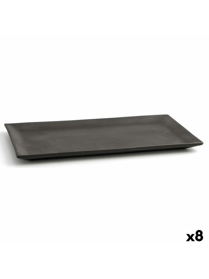 Snack tray Quid Mineral Gres Black Ceramic 15 x 30 cm (8 Units)