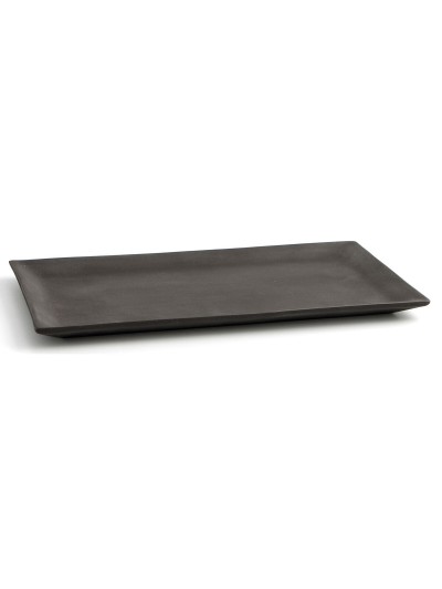 Plateau apéritif Quid Mineral Gres Noir Céramique 15 x 30 cm (8 Unités)