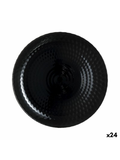 Plato Llano Luminarc Pampille Negro Vidrio (25 cm) (24 Unidades)