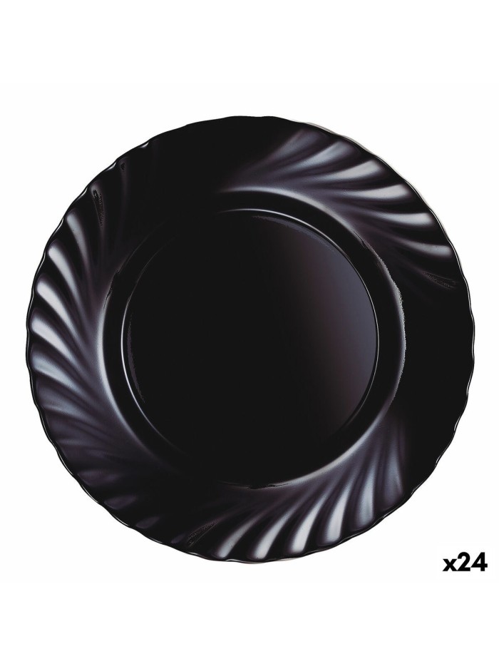 Plato Llano Luminarc Trianon Negro Vidrio (Ø 24,5 cm) (24 Unidades)