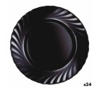 Plato Llano Luminarc Trianon Negro Vidrio (Ø 24,5 cm) (24 Unidades)
