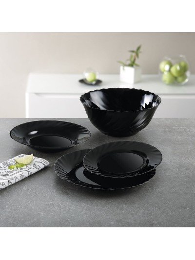 Plato Llano Luminarc Trianon Negro Vidrio (Ø 24,5 cm) (24 Unidades)