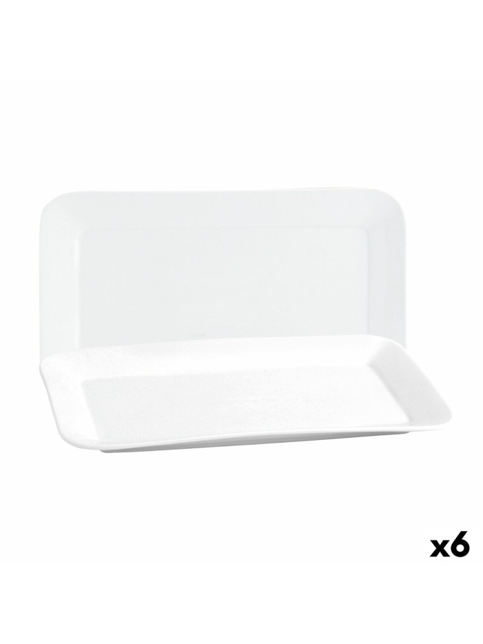 Fuente de Cocina Quid Basic Rectangular Cerámica Blanco (35,8 x 21 cm) (6 Unidades)