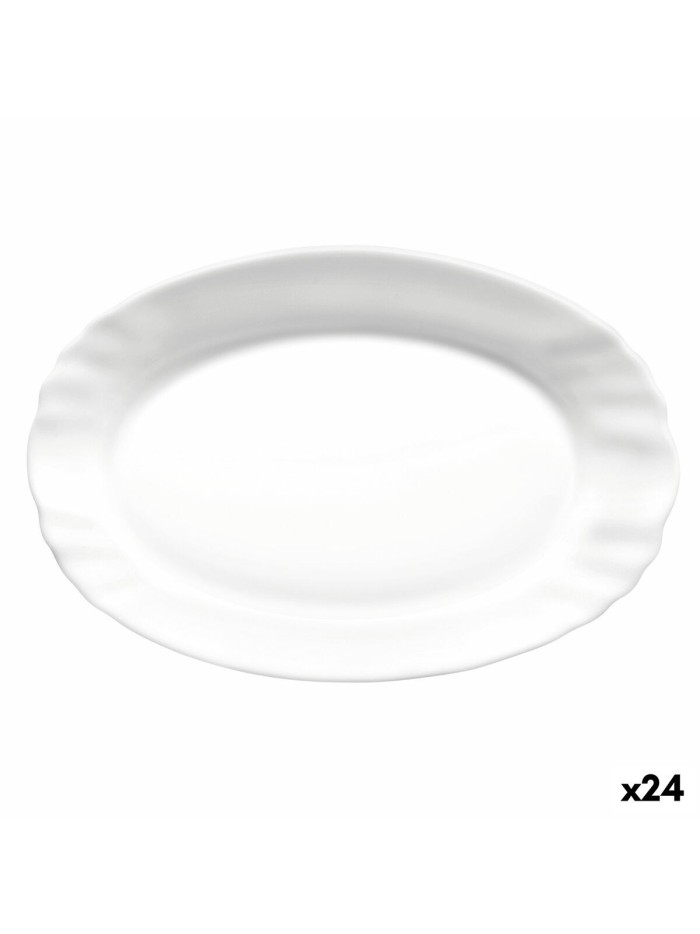 Serving Platter Bormioli Rocco Ebro Oval White Glass (22 cm) (24 Units)