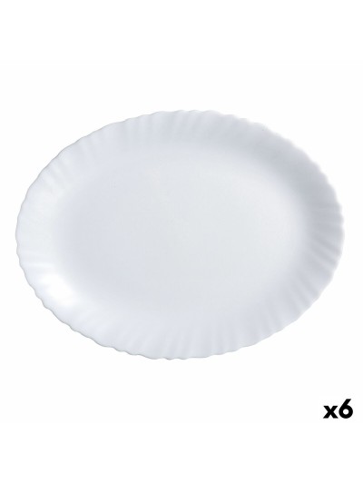 Fuente de Cocina Luminarc Feston Ovalado Blanco Vidrio (Ø 33 cm) (6 Unidades)