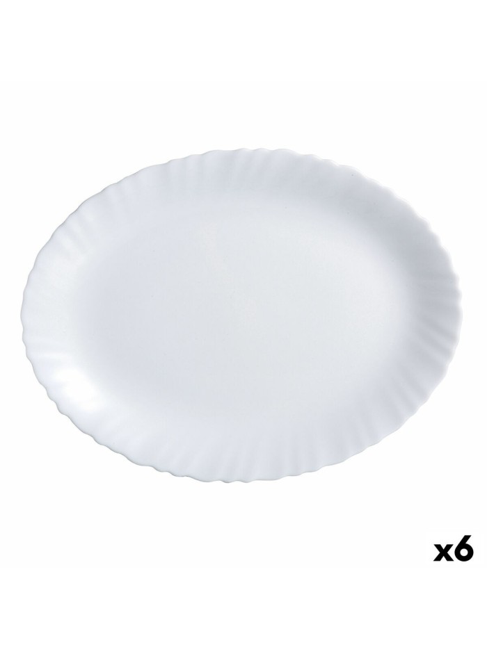 Serving Platter Luminarc Feston Oval White Glass (Ø 33 cm) (6 Units)