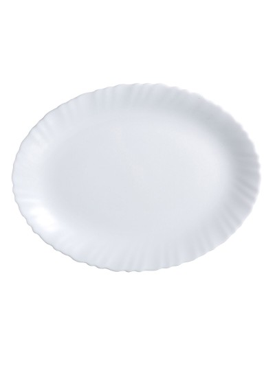 Fuente de Cocina Luminarc Feston Ovalado Blanco Vidrio (Ø 33 cm) (6 Unidades)