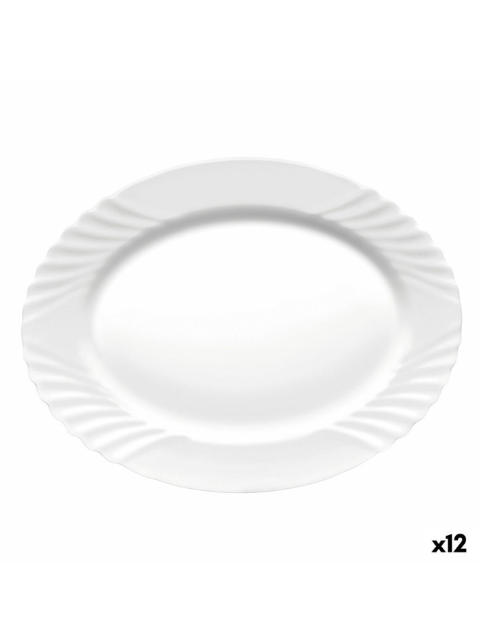 Serving Platter Bormioli Rocco Ebro Oval White Glass (36 cm) (12 Units)