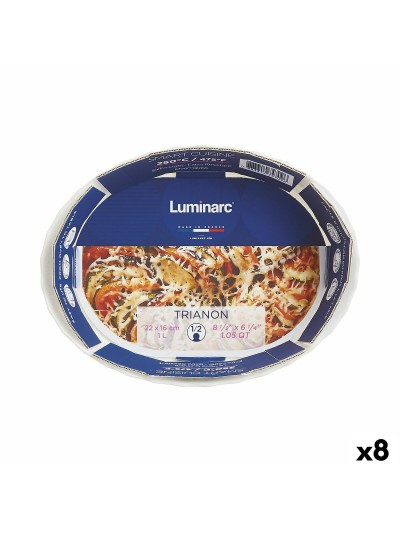 Fuente de Cocina Luminarc Trianon Ovalado Blanco Vidrio (22 x 16 cm) (8 Unidades)