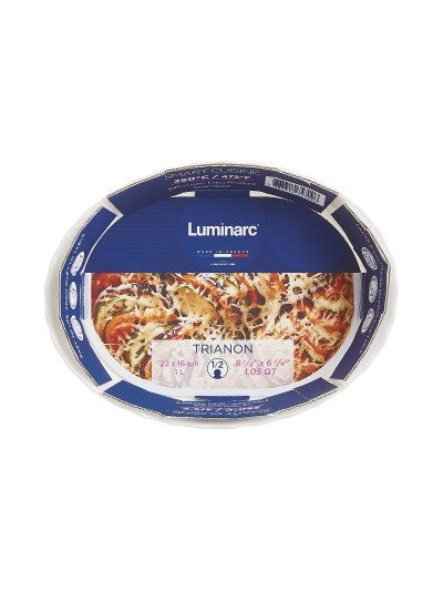 Serving Platter Luminarc Trianon Oval White Glass (22 x 16 cm) (8 Units)