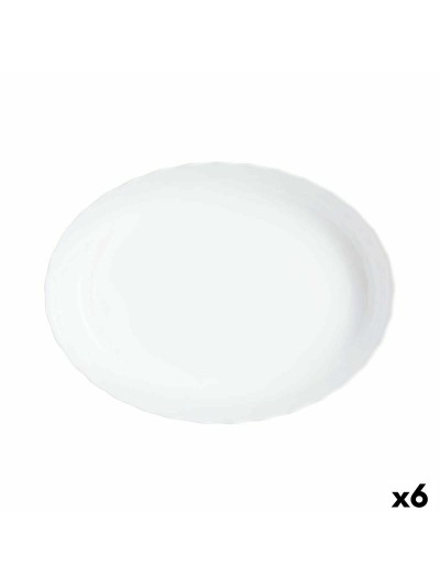 Serving Platter Luminarc Trianon Oval White Glass 31 x 24 cm (6 Units)