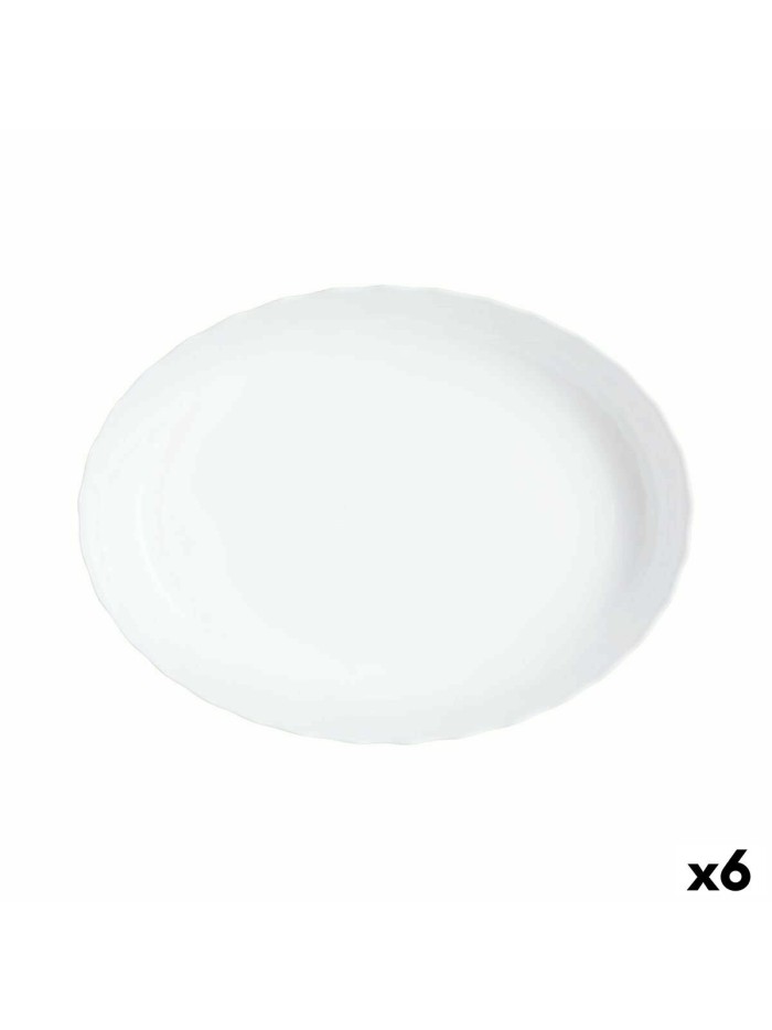 Serving Platter Luminarc Trianon Oval White Glass 31 x 24 cm (6 Units)