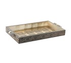 Tray DKD Home Decor Champagne Wood Metal 36 x 22 x 4 cm