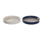Bandeja de Aperitivos DKD Home Decor Azul Blanco 35 x 35 x 5 cm Madera MDF (2 Unidades)