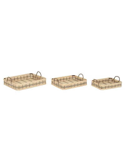 Jeux de plateaux DKD Home Decor Marron Clair Bambou 54 x 43 x 9 cm (3 Unités) (2 Unités)
