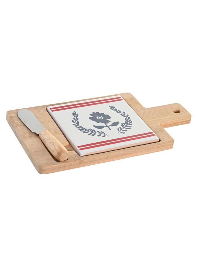 Appetizer Set DKD Home Decor 21,5 x 11,8 x 1,5 cm Natural Red Blue White Stoneware Mediterranean Houses