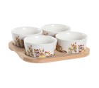 Appetizer Set DKD Home Decor 19,7 x 19,7 x 1 cm Natural Blue Multicolour Stoneware Cottage Houses