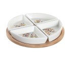Appetizer Set DKD Home Decor 21,5 x 21,5 x 1 cm Natural Red Multicolour Stoneware Cottage Houses