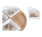 Appetizer Set DKD Home Decor 21,5 x 21,5 x 1 cm Natural Red Multicolour Stoneware Cottage Houses
