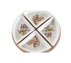 Appetizer Set DKD Home Decor 21,5 x 21,5 x 1 cm Natural Red Multicolour Stoneware Cottage Houses
