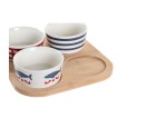 Appetizer Set DKD Home Decor 19,7 x 19,7 x 1 cm Natural Red Blue White Stoneware Mediterranean Houses