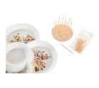 Appetizer Set DKD Home Decor Natural Red Multicolour Stoneware 22 x 22 x 7 cm Cottage Houses