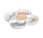 Set de Aperitivo DKD Home Decor Rojo Azul Blanco Gres 22 x 22 x 7 cm Mediterráneo Casas