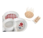 Set de Aperitivo DKD Home Decor Rojo Azul Blanco Gres 22 x 22 x 7 cm Mediterráneo Casas