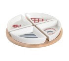 Set de Aperitivo DKD Home Decor 21,5 x 21,5 x 1 cm Rojo Azul Blanco Gres Mediterráneo Casas