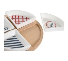 Set de Aperitivo DKD Home Decor 21,5 x 21,5 x 1 cm Rojo Azul Blanco Gres Mediterráneo Casas