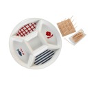 Appetizer Set DKD Home Decor 23,5 x 23,5 x 7 cm Red Blue White Stoneware Mediterranean Houses