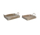 Jeux de plateaux DKD Home Decor Jaune Naturel 48 x 38 x 15 cm 52 x 38 x 15 cm (2 Unités)