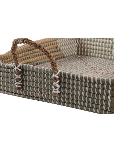 Jeux de plateaux DKD Home Decor Jaune Naturel 48 x 38 x 15 cm 52 x 38 x 15 cm (2 Unités)