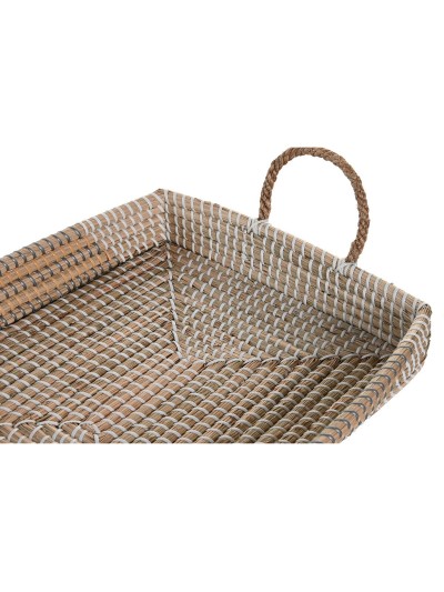 Jeux de plateaux DKD Home Decor Jaune Naturel 48 x 38 x 15 cm 52 x 38 x 15 cm (2 Unités)