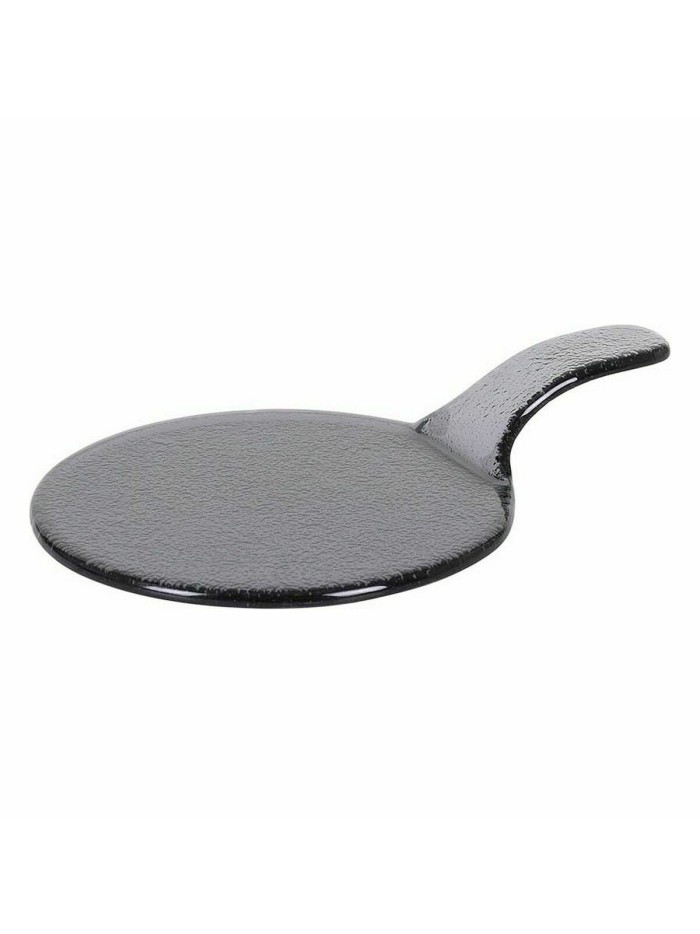 Plato Llano Negro Vidrio Con asa (Ø 17 x 25 cm)