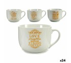 Cup Coffee Porcelain Golden White 500 ml 24 Units