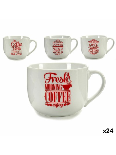 Taza Coffee Porcelana Rojo Blanco 500 ml 24 Unidades