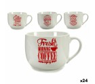 Cup Coffee Porcelain Red White 500 ml 24 Units