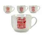 Cup Coffee Porcelain Red White 500 ml 24 Units