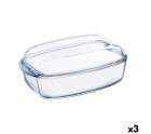 Serving Platter Pyrex Classic With lid 4,5 L 38 x 22 x 11 cm Transparent Glass (3 Units)