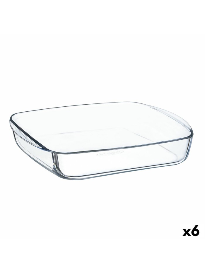 Plat à Gratin Ô Cuisine Carré 25 x 22 x 5 cm Transparent verre (6 Unités)