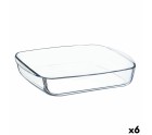 Serving Platter Ô Cuisine Squared 25 x 22 x 5 cm Transparent Glass (6 Units)
