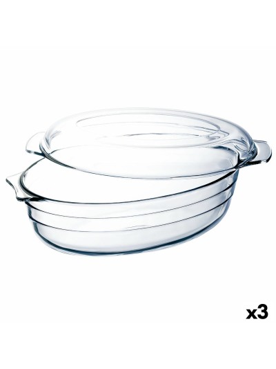 Fuente de Cocina Ô Cuisine Ocuisine Vidrio Con Tapa 3 L 1,1 L Transparente Vidrio 3 Unidades
