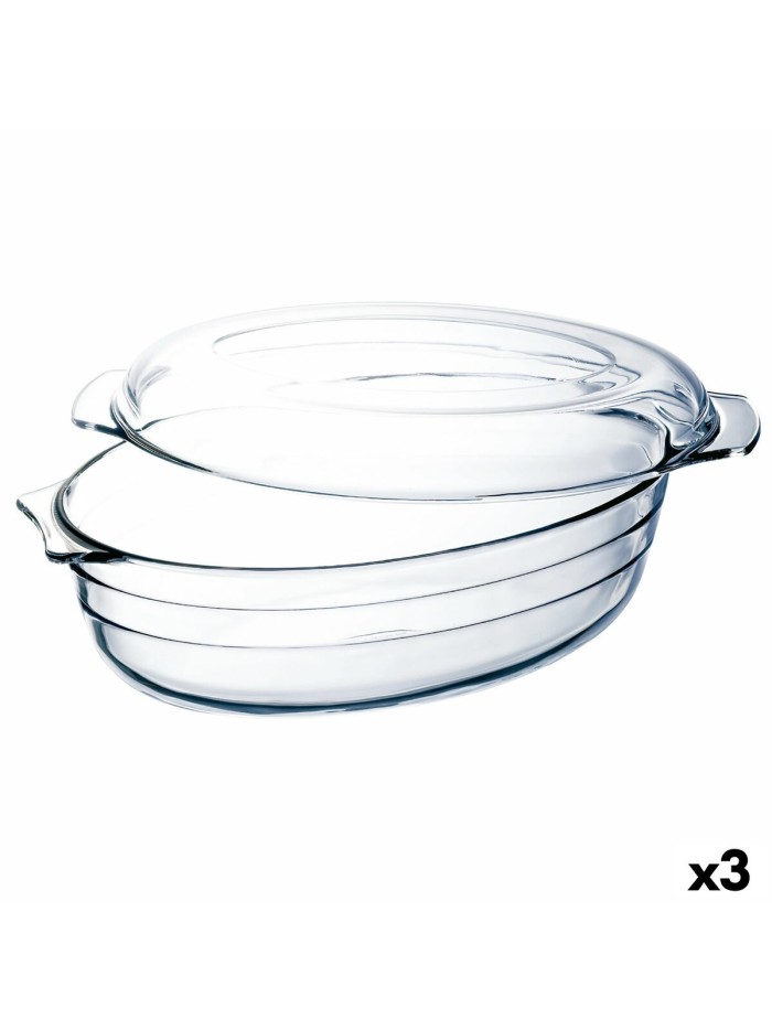 Serving Platter Ô Cuisine Ocuisine Vidrio With lid 3 L 1,1 L Transparent Glass 3 Units