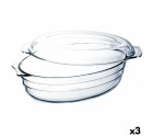 Serving Platter Ô Cuisine Ocuisine Vidrio With lid 3 L 1,1 L Transparent Glass 3 Units