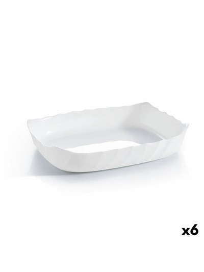 Fuente de Cocina Luminarc Smart Cuisine Rectangular Blanco Vidrio 29 x 30 cm (6 Unidades)
