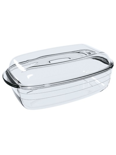 Serving Platter Ô Cuisine Rectangular With lid 1,6 L 2,9 L Transparent Glass (3 Units)