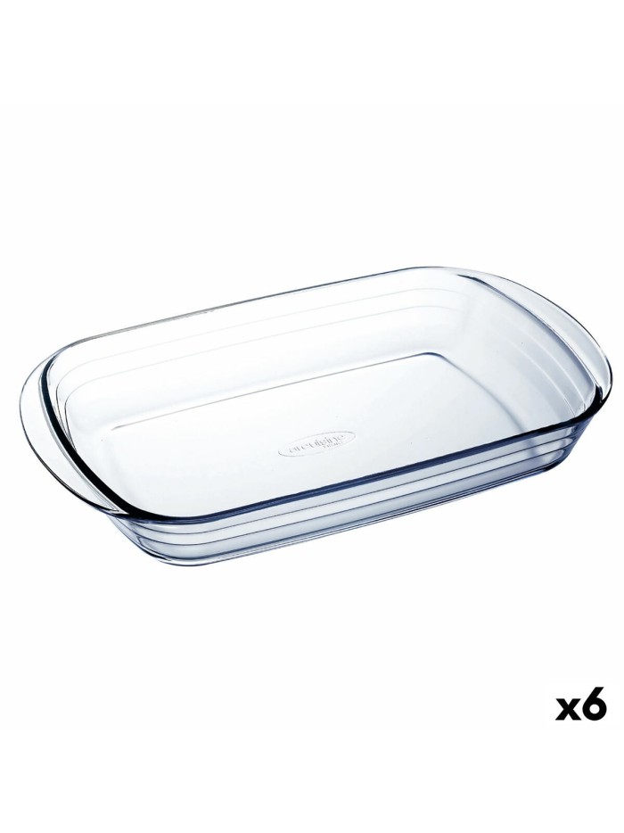 Fuente para Horno Ô Cuisine Ocuisine Vidrio Transparente Vidrio Rectangular 35 x 22 x 6 cm (6 Unidades)